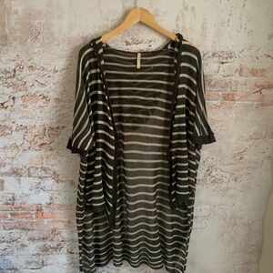 POL Striped Lightweight Open Cardigan Hoodie